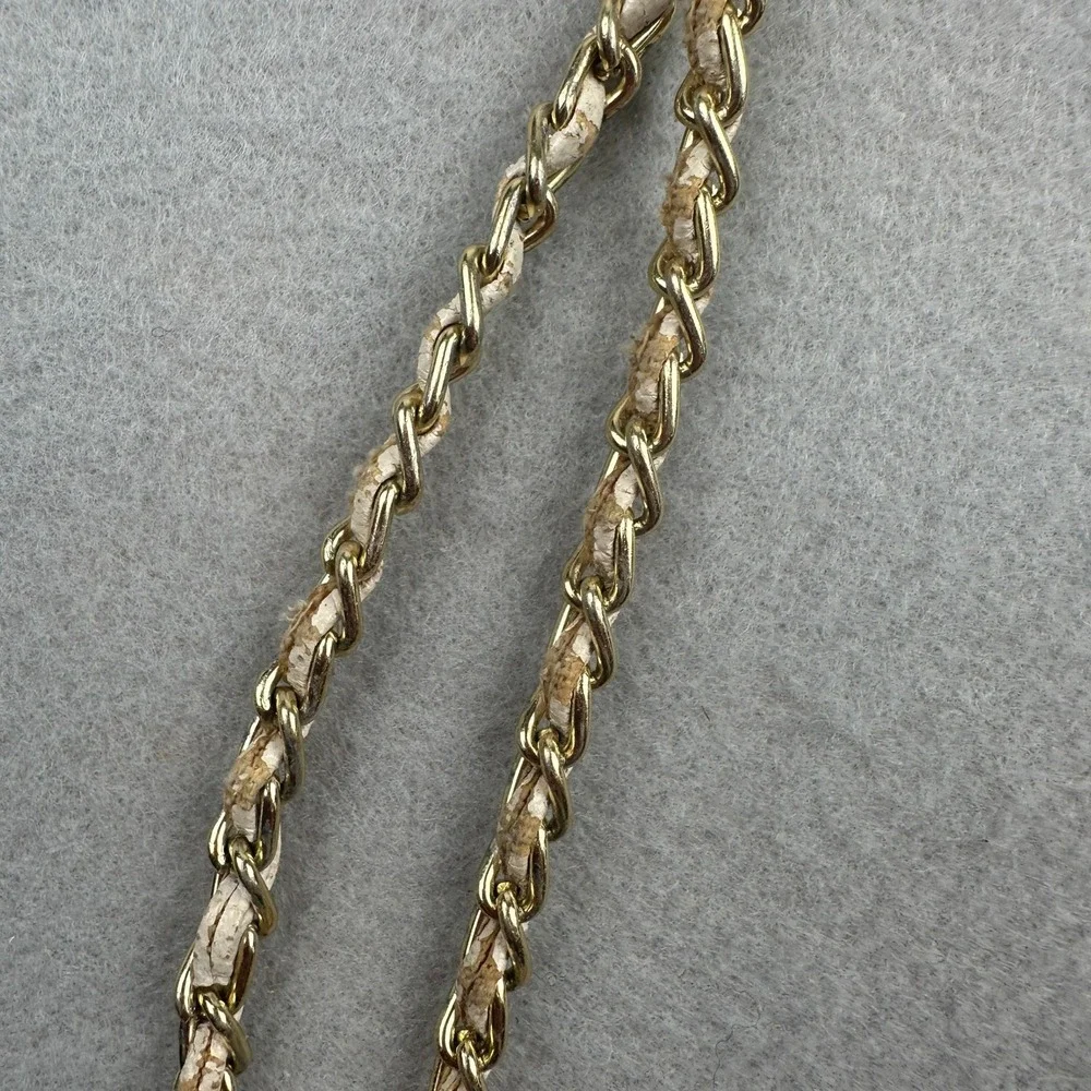 Bueno Vintage Sequin White Metal Mesh Shoulder Bag Gold Tone Chain Strap